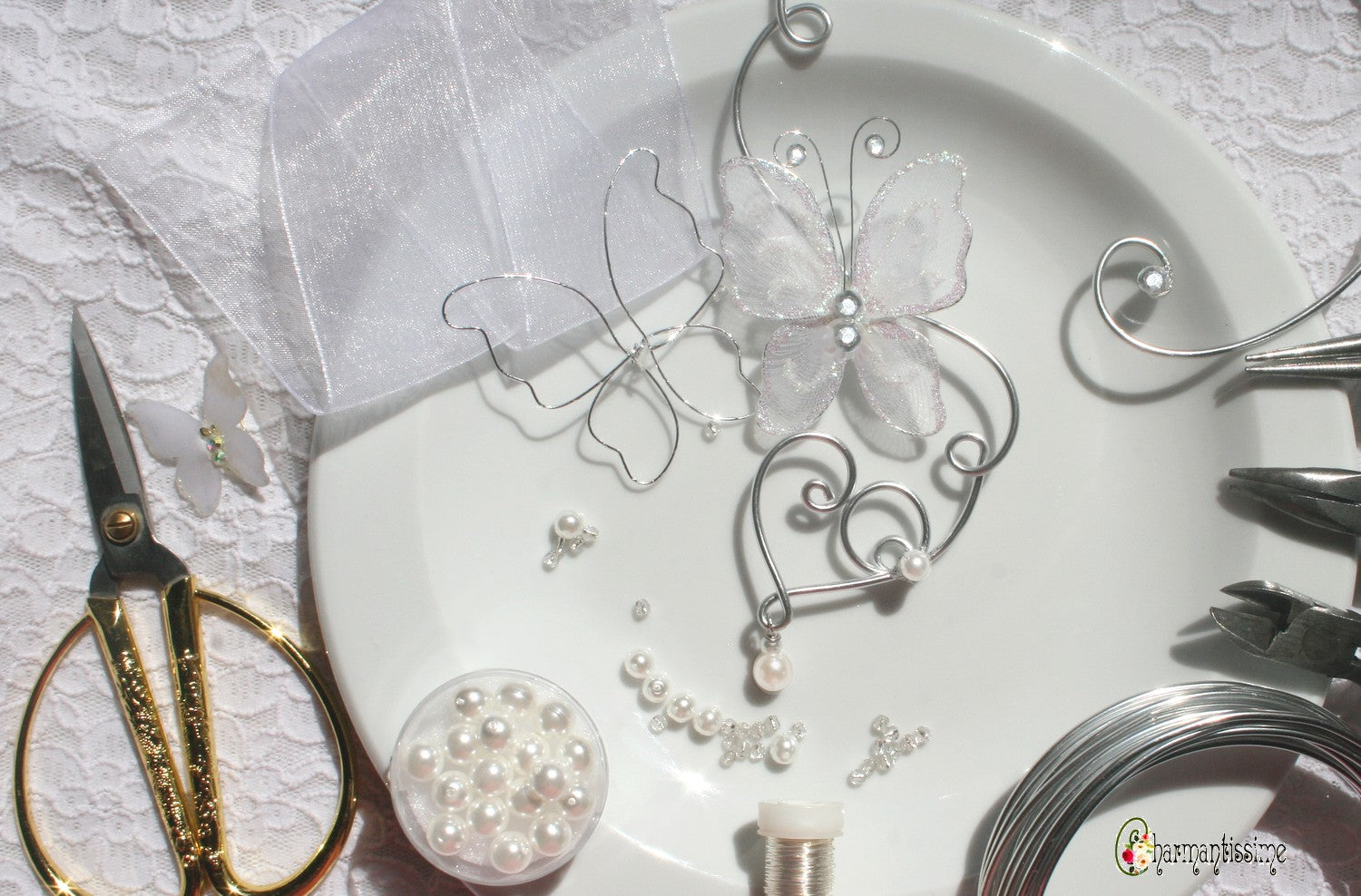 Bijoux mariage papillon faits main personnalisés sur mesure de la marque Charmantissime