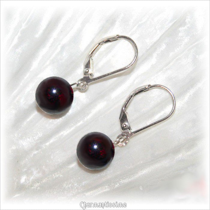 boucles d'oreilles argent et grenat