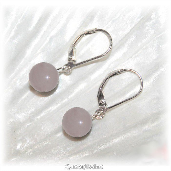 boucles d'oreilles quartz rose et dormeuses argent 925