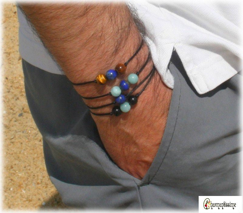 Bracelet homme Oeil de tigre tendance minimaliste, pierres naturelles