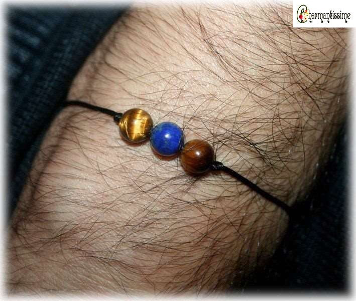 Bracelet perles lapis-lazuli & oeil de tigre pour homme et femme