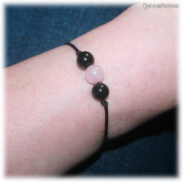 Bracelet femme quartz rose tourmaline noire pas cher