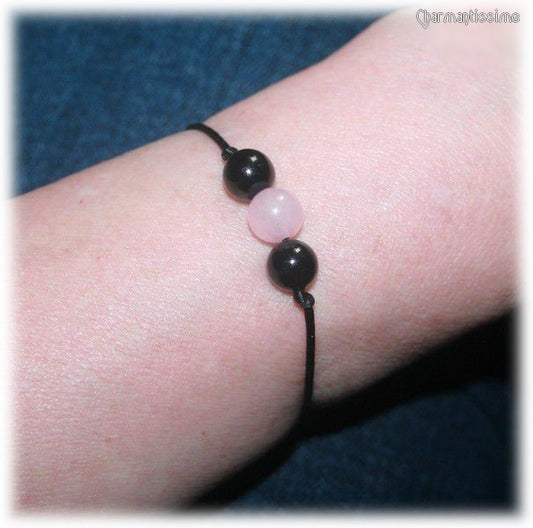 Bracelet femme quartz rose tourmaline noire pas cher