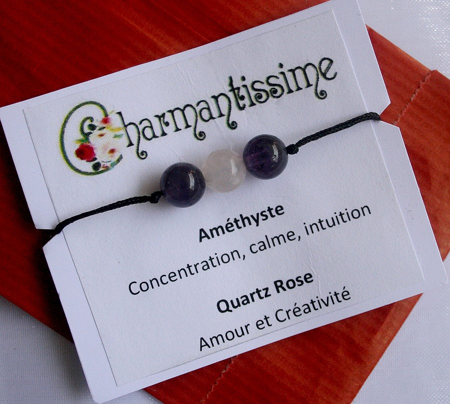 cadeau bracelet femme en pierres violet et rose