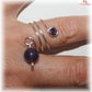 Bague ressort multi rangs pas chère avec perle améthyste et strass cristal violet