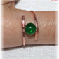 Bague fine perle jade vert anneau cuivre naturel Chance Amour Prospérité