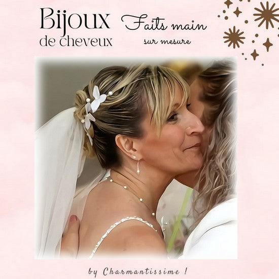 Fleur orchidée blanche pour chignon de mariée bohème