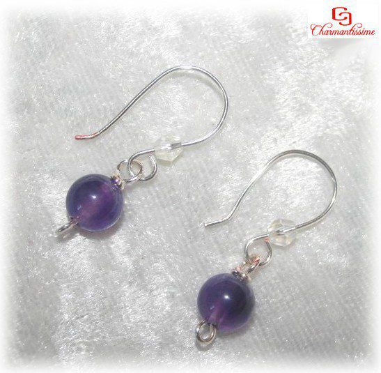 Boucles d'oreille améthyste argent Intuition Clairvoyance