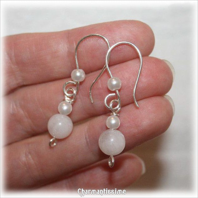 Boucles d'oreilles pas cher en pierre de lune et argent pour la créativité et la chance