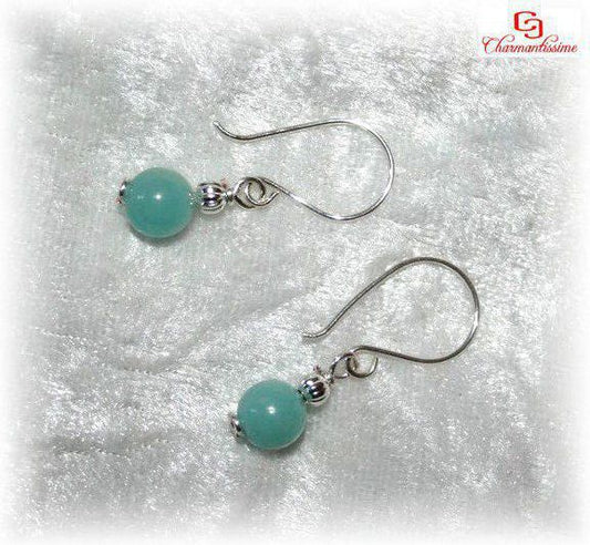 Boucles d'oreille amazonite bleue et argent Expression Créativité