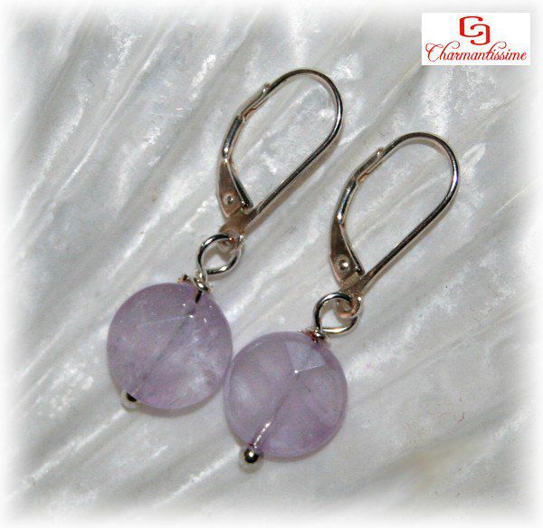Boucles d'oreilles Améthyste facetté Dormeuses argent 925 ou rose gold
