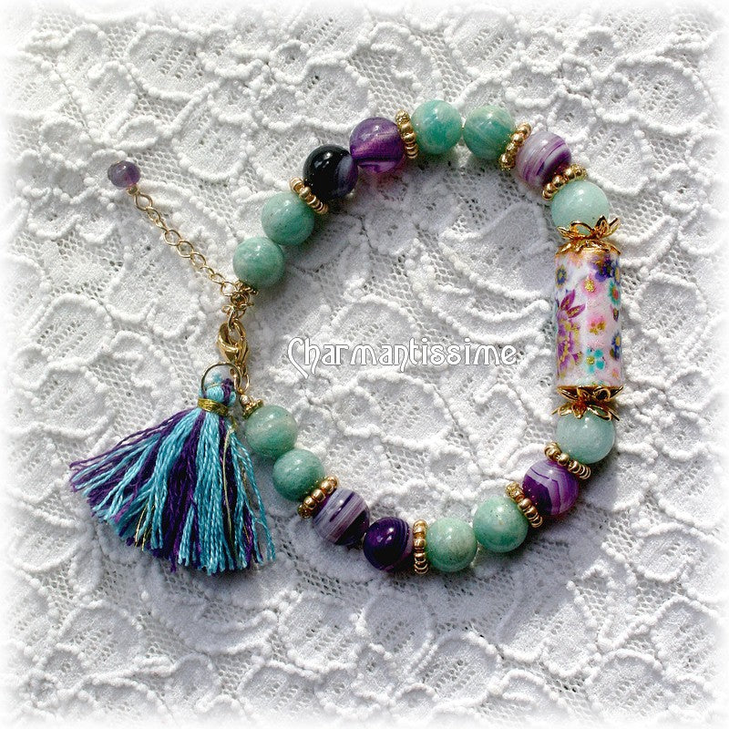 bracelet en amazonite et agate violette de la marque Charmantissime