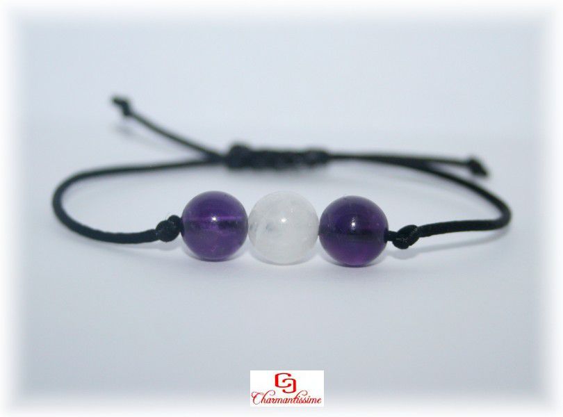 Bracelet améthyste pierre de lune minimaliste femme