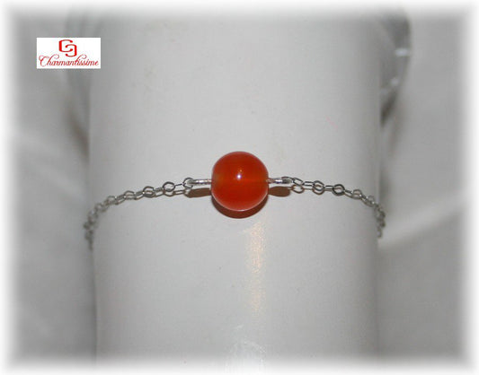 Bracelet argent pierre cornaline style minimaliste Vitalité Chance