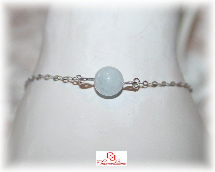 Bracelet femme Aigue-marine Chaine fine argent 925
