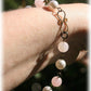 Parure bracelet quartz rose et perles nacrées + fermoir Infini laiton bronze de style rétro elfique