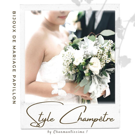 Bracelet mariage papillon blanc ivoire pour mariée féerique champêtre personnalisé sur mesure par Charmantissime