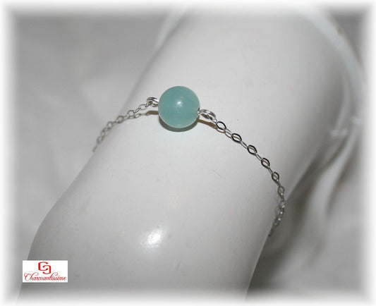 Bracelet argent pierre amazonite bleue de style minimaliste Créativité Communication