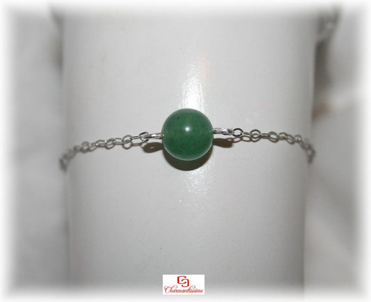 Bracelet argent Aventurine verte Equilibre Renouveau - Bracelet minimaliste pierre naturelle verte pas cher
