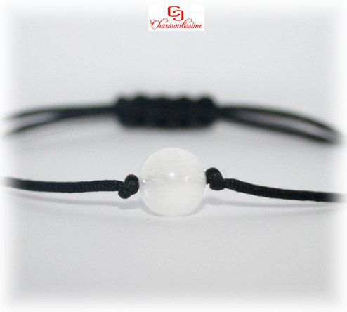 Bracelet perle pierre de lune blanche