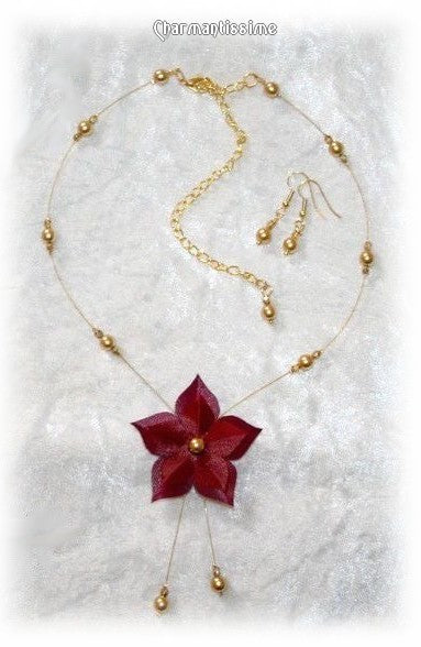 collier fleur de soie pour mariage et fêtes