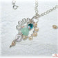 Collier pendentif perle amazonite strass bleu turquoise & perles cristal serties façon wire-wrapping