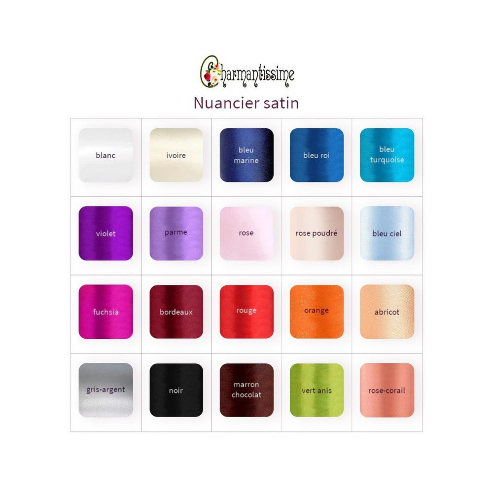 Pic chignon de mariée orchidée satin bordeaux ou autre couleur