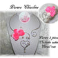 Parure bijoux mariage floral champêtre orchidée rose corail sur coeur en arabesques alu argent