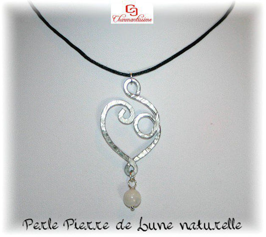 Collier Coeur & Pierre de lune celtique elfique pas cher