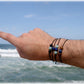 Bracelet homme tendance minimaliste pierres tourmaline noire amazonite turquoise - mer plage