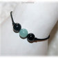 Bracelet perles naturelles véritables Amazonite tourmaline noire - Bijou noir et bleu