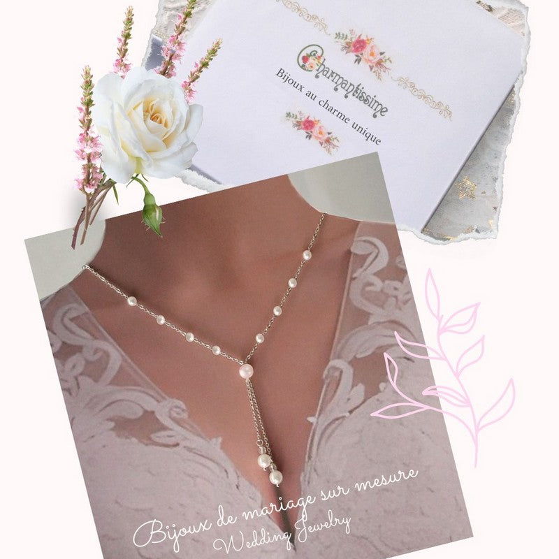 Collier mariée perles blanches "Victoria" cadeau de mariage