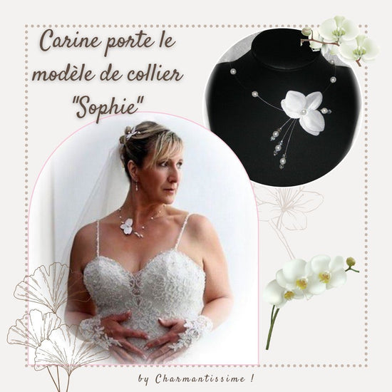 bijoux de mariage bohème avec fleur orchidée blanche sur mesure pour mariée romantique