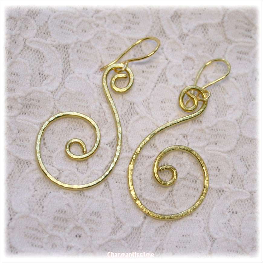 Boucles d'oreilles spirales S métal doré laiton or