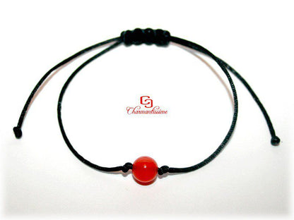 Bracelet cornaline minimaliste sur fil cordon ajustable pour homme et femme