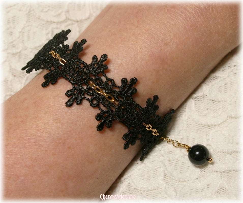 bracelet tourmaline noire glamour gothique