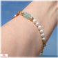 Bracelet femme cristal bleu turquoise Perles nacrées blanches et dorées