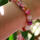 bracelet fleurs cerisier sakura boho chic avec agate fuschia quartz rose et jaspe violet + pompon