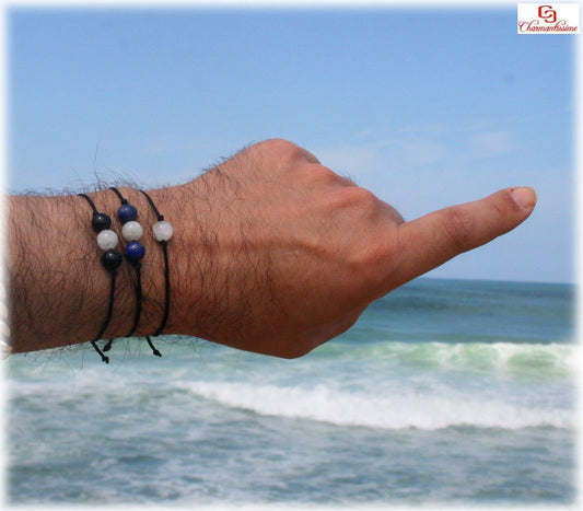 Bracelet homme pierres naturelles tendance minimaliste, lapis-lazuli, pierre de lune...