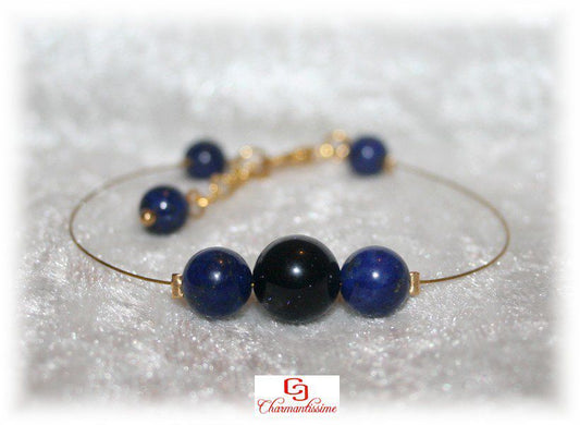Bracelet lapis-lazuli & blue stone perles Galaxy Créativité Chance Protection