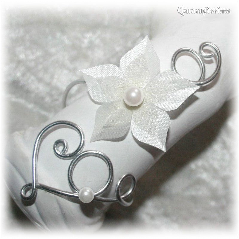 bracelet mariage coeur fleur jasmin étoile blanche argent