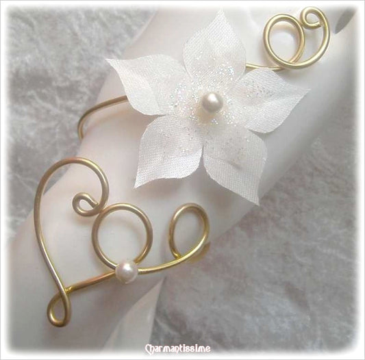 bracelet mariage coeur fleur ivoire pour mariee boheme