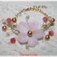 bracelet mariage fleur cerisier satin rose laiton doré or perles jade sakura
