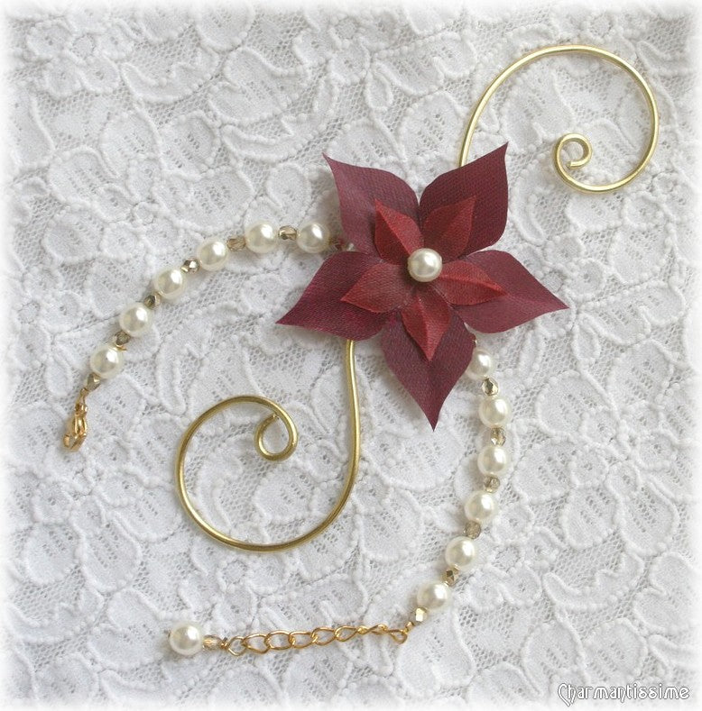 bracelet mariage Audrey fleur étoile boheme chic et perles nacre