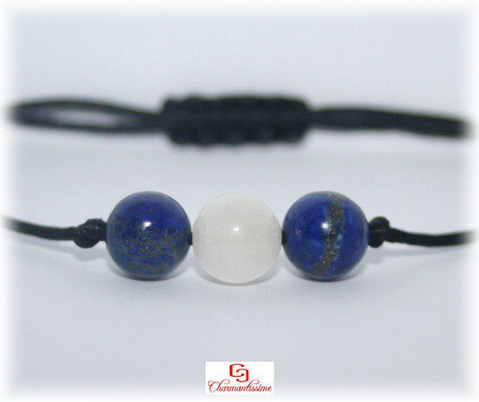 Bracelet pierre de lune et lapis-lazuli pour homme et femme