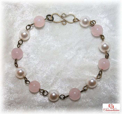 Bracelet pierres naturelles quartz rose pas cher