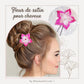 Epingle à cheveux fleur fushia et blanche pour mariée champêtre et demoiselle d'honneur. Accessoire de cheveux personnalisé sur mesure