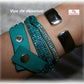 Montre femme acier Strass et Bracelet manchette strass turquoise / verso