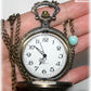 Collier montre de poche à gousset style ancien et perle aigue-marine