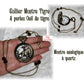 Collier montre de poche Tigre et pierres oeil de tigre sur chaine laiton bronze steampunk